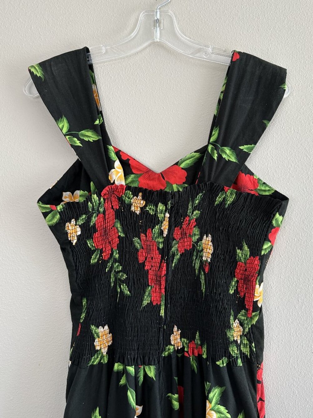 Vtg Hilo Hattie Hibiscus Floral Dress, XL, Black Pinup - Picture 7 of 10
